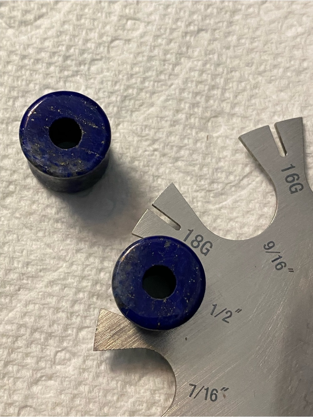 Lapis Blue Stone Double Flare Plugs - Picture 2 of 3